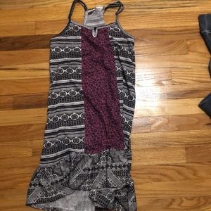 Black White and Purple Flower Patterned Romper/Dress with Adjustable Straps Girl